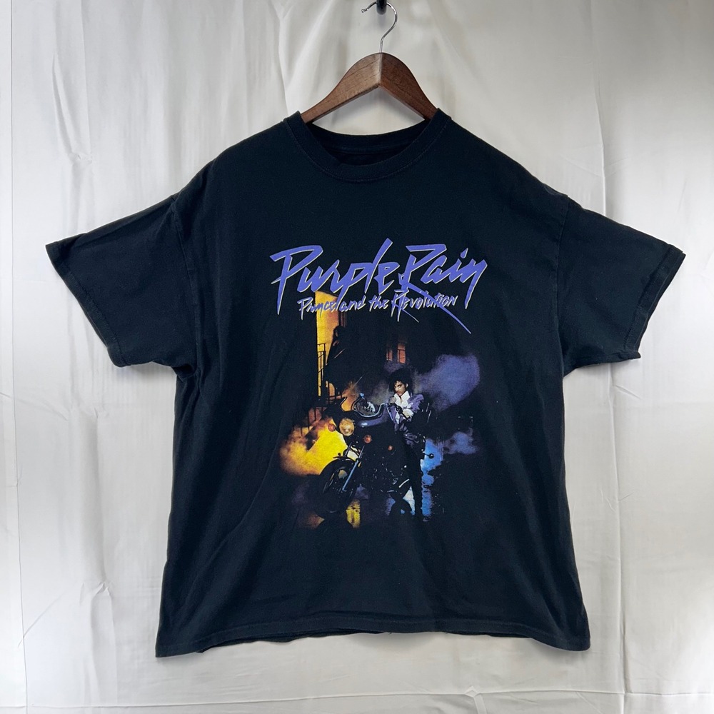 Prince Purple Rain T-Shirt Mens 2XL (fits XL) Black Graphic Movie Music Tee